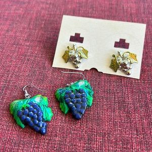 Grapes Earrings Two Pair of Grape Earrings for Pierced Ears